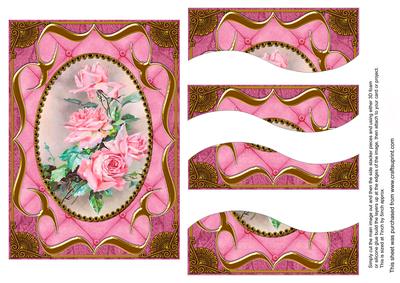 Pink Roses Fancy Bracket 7x5in Swirvey Top Bottom Stacker