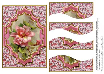 Pink Roses Ornate Diamond 7x5in Swirvey Top Bottom Stacker