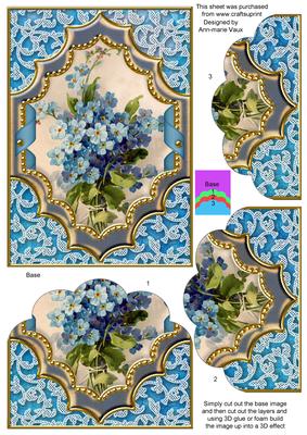 Forget-me-knots Ornate Diamond 7x5in Scallop Bottom Stacker