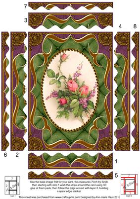 Rose Bouquet Fancy Bracket 7x5in Wavy Spiral Edge Stacker