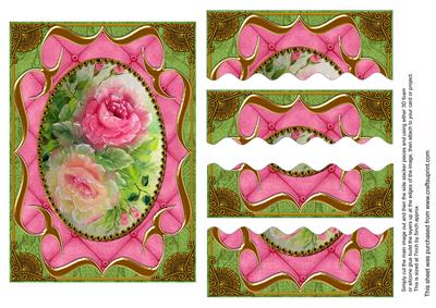 Painted Roses Fancy Bracket 7x5in Wavy Top Bottom Stacker