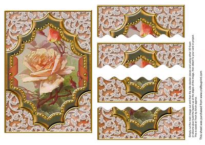 Peach Rose Ornate Diamond 7x5in Wavy Top Bottom Stacker