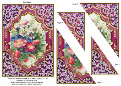 Wildflowers Ornate Diamond 7x5in Triangle Duo Corner Stacker