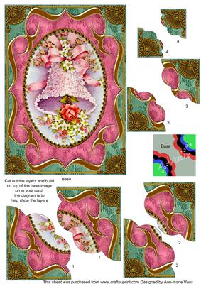 Floral Pink Bell Bracket 7x5 Scallop Duo Corner Stacker