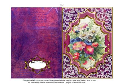 Wildflowers Ornate Diamond 7x5inch Folded Picture Card