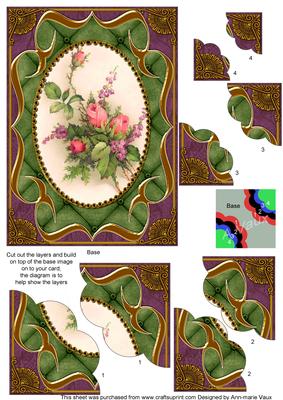 Rose Bouquet Fancy Bracket 7x5 Scallop Duo Corner Stacker