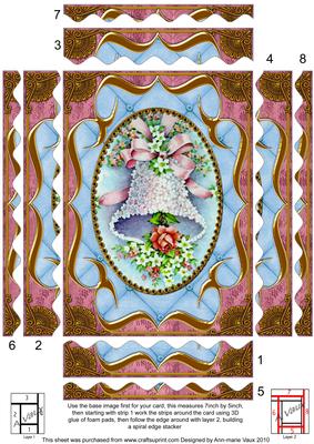Floral Blue Bell Fancy Bracket 7x5 Wavy Spiral Edge Stacker
