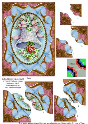 Blue Floral Bell Bracket 7x5 Scallop Duo Corner Stacker
