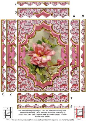 Pink Rose Ornate Diamond 7x5 Wavy Spiral Edge Stacker