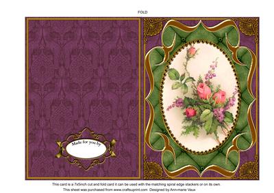 Rose Bouquet Fancy Bracket 7x5in Folded Picture Card