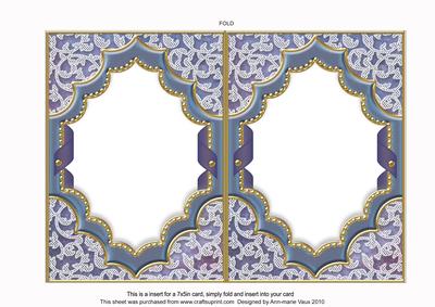 Blue Pansies Ornate Diamond 7x5in Matching Card Insert