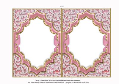 Pink Rose Ornate Diamond 7x5in Matching Card Insert