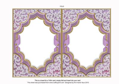 Purple Pansies Ornate Diamond 7x5in Matching Card Insert