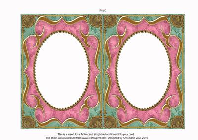 Floral Pink Bell Fancy Bracket 7x5in Matching Card Insert