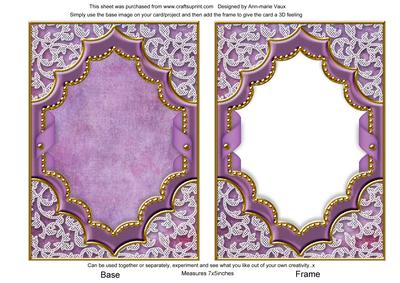 Purple Pansies Ornate Diamond 7x5in Plain Card Frame