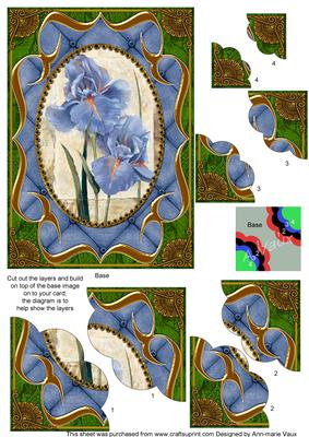 Blue Irise Fancy Bracket 7x5 Scallop Duo Corner Stacker