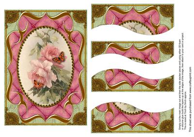 Pink Rose Butterfly Bracket 7x5in Swirvey Top Bottom Stacker