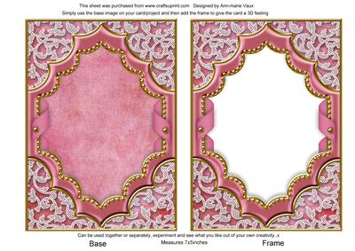 Pink Rose Ornate Diamond 7x5in Plain Card Frame