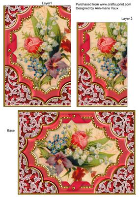 Mixed Bouquet Ornate Diamond 7x5in One Corner Stacker