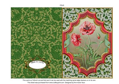 Painted Poppies Ornate Diamond 7x5inch Folded Picture Card