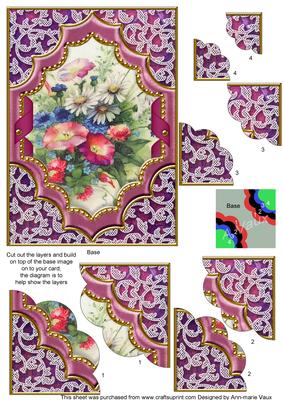 Wildflowers Ornate Diamond 7x5in Scallop Duo Corner Stacker