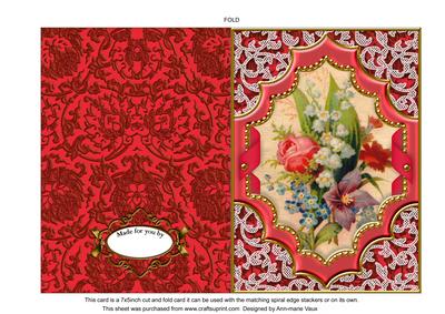 Mixed Bouquet Ornate Diamond 7x5inch Folded Picture Card
