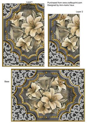 Grey Lillies Ornate Diamond 7x5in One Corner Stacker