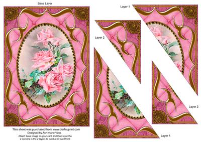 Pink Roses Fancy Bracket 7x5 Triangle Duo Corner Stacker