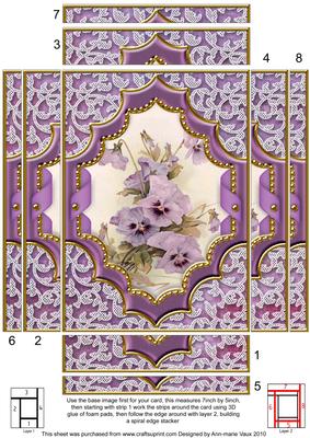 Purple Pansies Ornate Diamond 7x5in Spiral Edge Stacker
