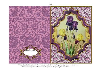 Purple Iris Ornate Diamond 7x5inch Folded Picture Card