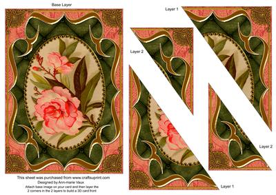 Oriental Peony Fancy Bracket 7x5 Triangle Duo Corner Stacker