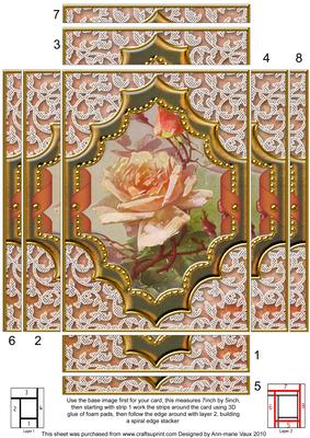 Peach Roses Ornate Diamond 7x5in Spiral Edge Stacker
