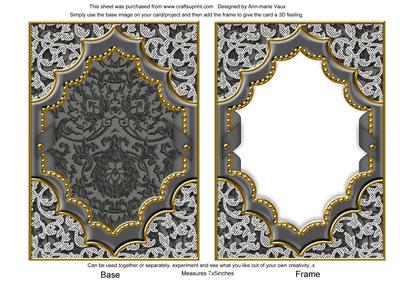 Grey Lily Ornate Diamond 7x5in Plain Card Front and Frame