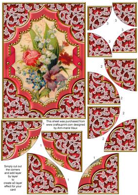 Mixed Bouquet Ornate Diamond 7x5 All 4 Corner Stacker