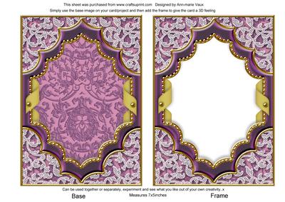 Purple Iris Ornate Diamond 7x5in Plain Card Front and Frame