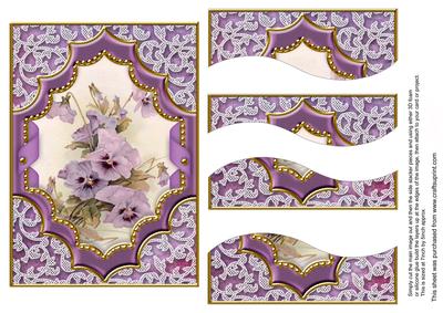 Purple Pansies Ornate Diamond 7x5 Swirvey Top Bottom Stacker