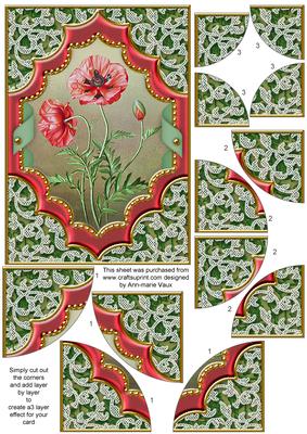 Painted Poppies Ornate Diamond 7x5 All 4 Corner Stacker