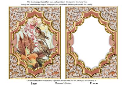 Feeding Birds Diamond 7x5inch Picture Card Front with Frame