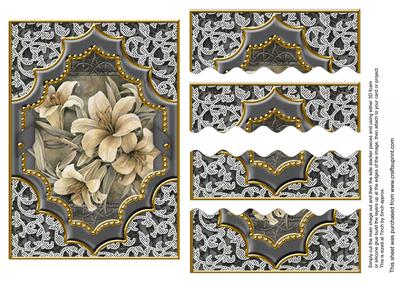 Grey Lily Ornate Diamond 7x5in Wavy Top Bottom Stacker