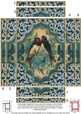 Birds Ornate Diamond 7x5in Spiral Edge Stacker