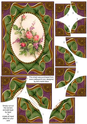 Rose Bouquet Fancy Bracket 7x5 All 4 Corner Stacker
