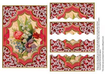 Mixed Bouquet Ornate Diamond 7x5in Wavy Top Bottom Stacker