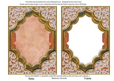 Peach Rose Diamond 7x5inch Plain Card Front with Frame
