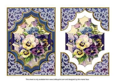 Blue Pansies Ornate Diamond Easy Decoupage Step by Step