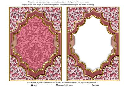Pink White Rose Diamond 7x5inch Plain Card Front with Frame