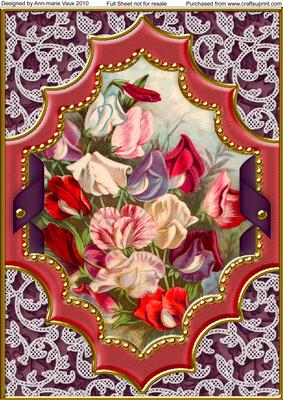 Sweet Peas Ornate Diamond A4 Picture Topper Sheet