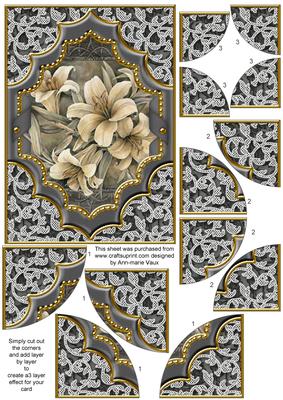 Grey Lily Ornate Diamond 7x5 All 4 Corner Stacker