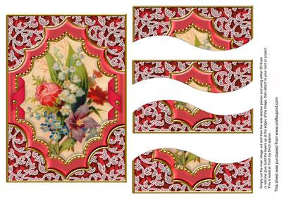 Mixed Bouquet Ornate Diamond 7x5 Swirvey Top Bottom Stacker