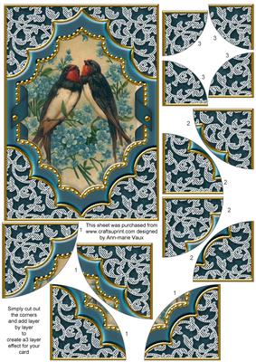 Birds Ornate Diamond 7x5 All 4 Corner Stacker