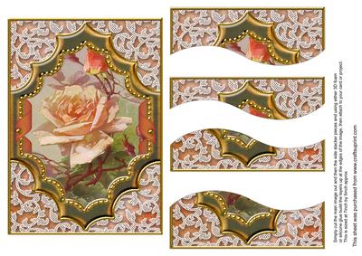 Peach Roses Ornate Diamond 7x5 Swirvey Top Bottom Stacker